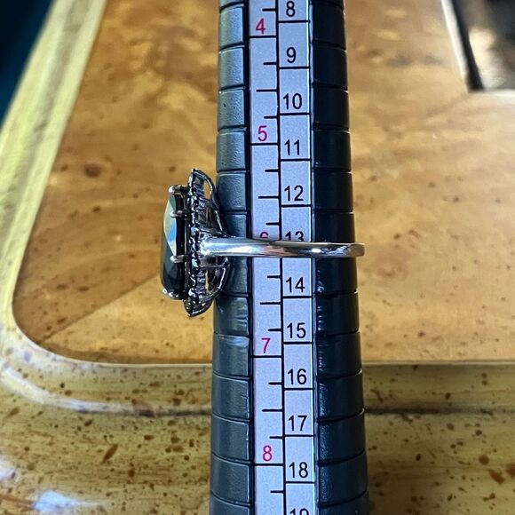 Natural Black Spinel Sterling Silver Ring Size 6 - Picture 9 of 10